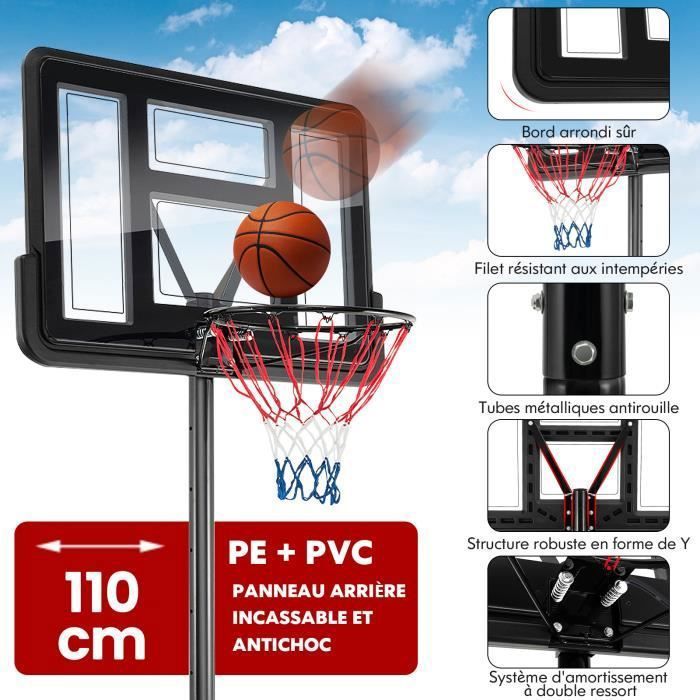 Panier De Basket 3 En 1 COSTWAY Pour Enfant - Hauteur Réglable 64-125 Cm, Avec Football Et Golf, Base à Eau, 3 Ans+ - 7
