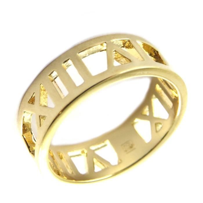 Bague Plaqu Or Chiffres Romains dor N6923 Jaune Achat