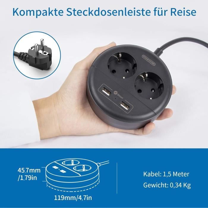 Prise Usb Multiple, Multiprise Murale Cube 4 Prises Avec 2 Usb Secteur