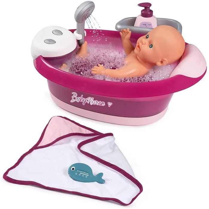 Baignoire balnéo pour poupon jusqu'à 42 cm - Smoby Baby Nurse - Jets d'eau  et bulles - Lumières LED - Cdiscount Jeux - Jouets