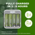 Chargeur rapide de batterie AA et AAA avec 4 emplacements | 100% PEAKPOWER | Piles non incluses | Chargeur USB NiMH haute-2