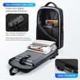 Noir régulier - sac à dos pour hommes d'affaires, avec chargeur USB, Anti-vol, étanche, noir, ultraléger, pou-2