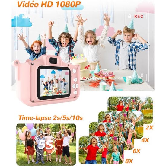 Appareil Photo Enfant 1080P - Écran 2 Pouces, 44 Cadres, 5 Jeux - Cadeau 3 à 10 Ans - 9