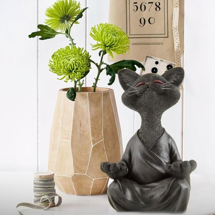 Figurine Chat Noir Sculpture Déco - Matériau Haute Qualité - Décoration Intérieur, Cadeau Pour Amoureux Des Chats