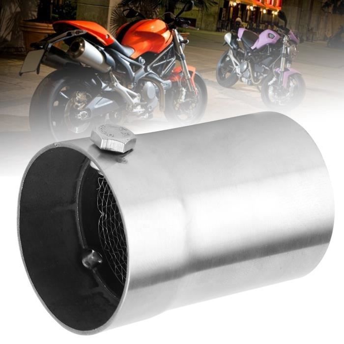 Andux Zone Silencieux Échappement Moto 60mm Réglable Démontable DB Killer Universel - Argent