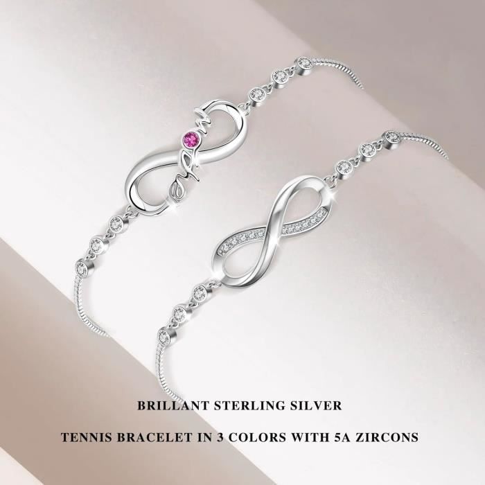Bracelet fin pour femme en argent avec brillants oxydes de zirconium