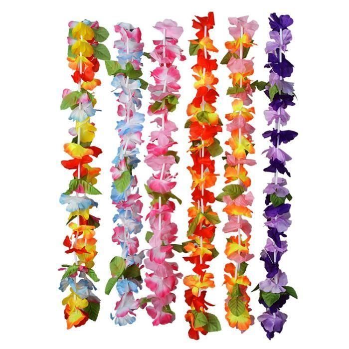 Gativs Collier Hawaien Fleurs 12 Pièces Collier De Fleurs Hawaïenne Collier De Fleur Couleur Décoration De Costumes Hawaïens Décorations De Fête