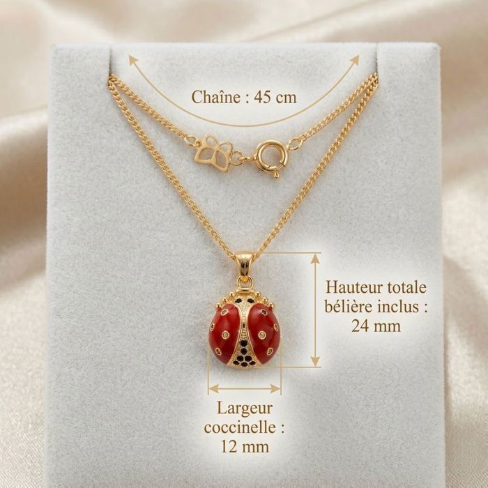 Pendentif Coccinelle Plaqué Or 18K - 10 Mm - Marque Dolly-Bijoux - Neuf étiqueté