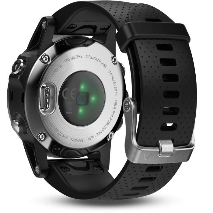 Montre GPS GARMIN Fenix 5S Silver Gris argent et noir Etanche LED couleur Objet connect