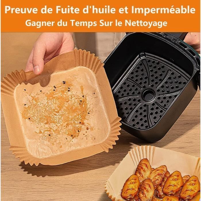Papier Cuisson Air Fryer 200 Feuilles 20x20 Cm - Antiadhésif, Sans BPA, Résiste à 220°C, Pour Friteuse 5-8L - 1