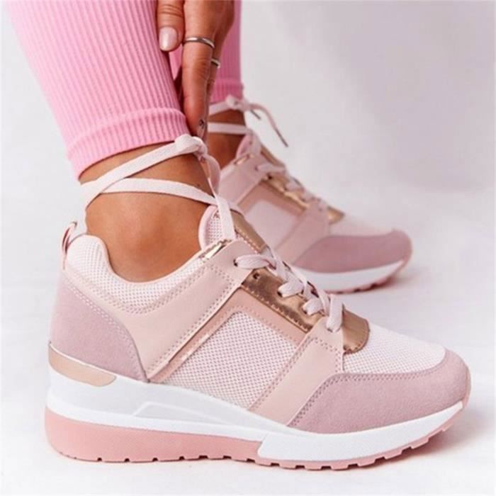 Basket compensée sale rose