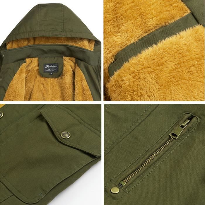 Veste à Capuche Homme Militaire Hiver - Parka Matelassée Doublée, Coupe-Vent, Style Camouflage, Pour Sport Et Quotidien