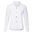 Femmes col montant manches longues bouton en métal solide chemisier décontracté chemise haut XXL blanc exquisgift-3