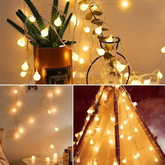 Fulighture 5M Guirlande Lumineuse,Guirlande Lumineuse Boules,40 Petites Boule Étanche IP65,Alimenté USB Eclairage Décoration Intérieur et Extérieur 3300K pour Maison,Festival,Blanc Chaude 