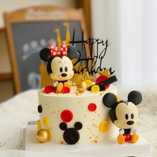 Couleur 2pc Set Decoration De Gateau D Anniversaire Mickey Mouse Minnie Decoration De Patisserie Ornement D Cdiscount Maison