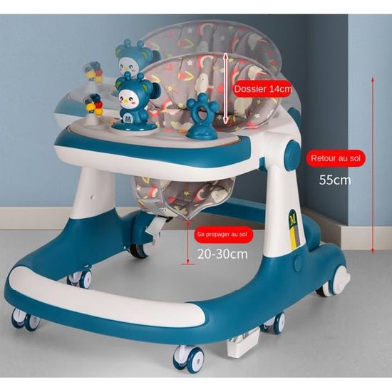 4 En 1 Trotteur Bébé Pliable COSTWAY-Hauteur Et Vitesse Réglables-Boîte à Musique Avec Lumière-6-18 Mois-Roues Silencieuses-Jaune