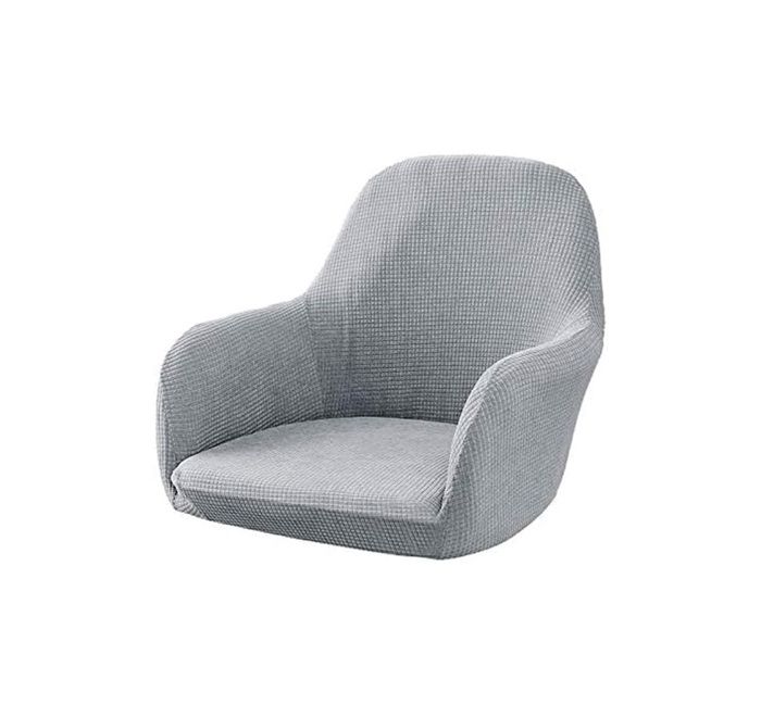 Housse De Fauteuil Extensible EKERO - Velours Gris, Polyester élasthanne, Lavable, Pour Chaise Club - 2