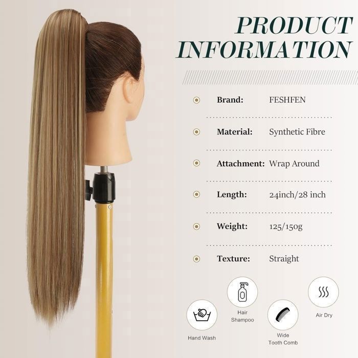 Postiche Queue De Cheval Extension 70cm Blond Clair Doré - Synthétique, Pince Crabe, Neuve Avec étiquettes