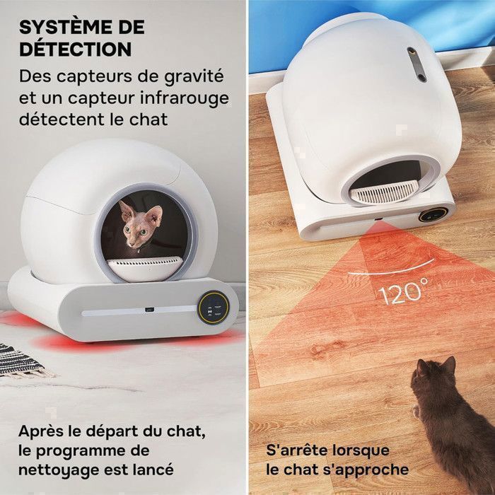 Lettiera Autopulente Per Gatti - Con App, Riconoscimento 360°, Anti-Odore, Per Uno O Più Gatti, 65L - Foto 7