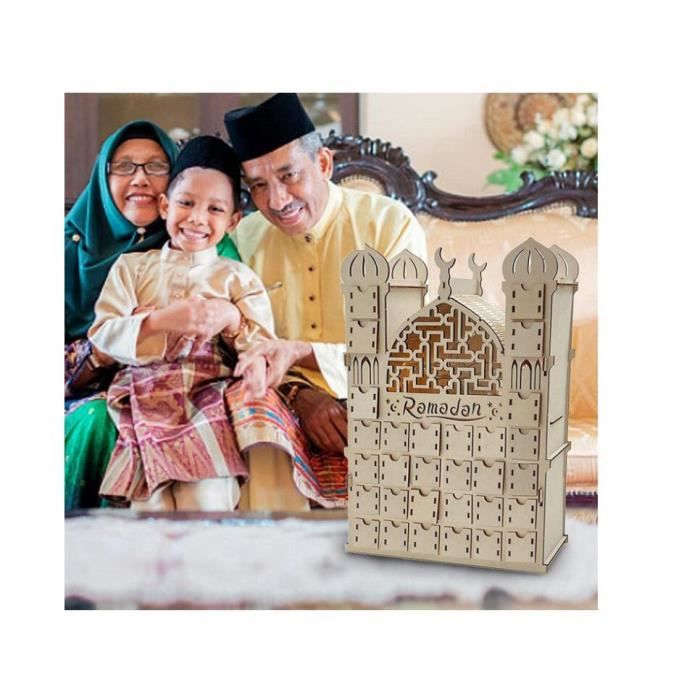 Calendrier de l'avent du Ramadan, calendrier de l'avent réutilisable en  bois avec 30 tiroirs, décoration de l'Aïd Moubarak - Cdiscount Beaux-Arts  et Loisirs créatifs