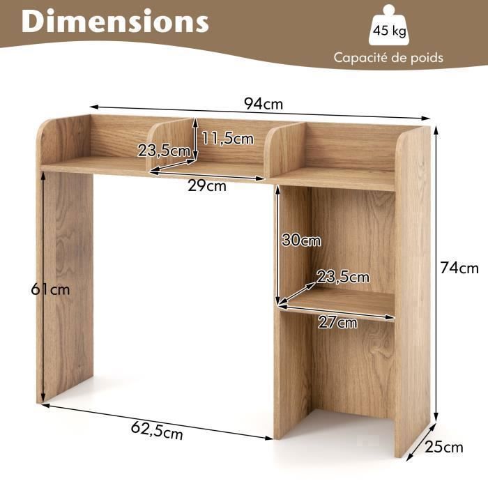 Étagère De Rangement Bureau / Maison - Organisateur 3 Compartiments Blanc - En Panneaux De Bois Composite - Idéal Pour Livres, Fournitures, Petit Bric-à-brac