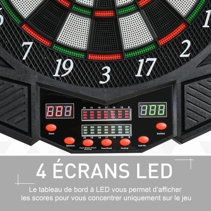 Cible jeu de fléchettes électronique 27 jeux principaux jusqu'à 8 joueurs  affichage LED noir