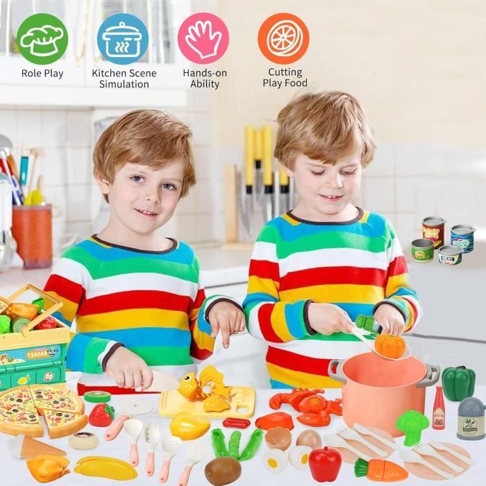 Ensemble Pizza Jouet Pour Enfant – Accessoire Cuisine Avec Coupe-pizza, 6 Parts à Découper, Jeu D'imitation Pour 3-5 Ans