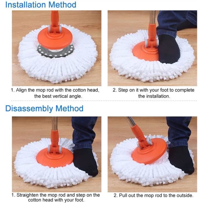 Lot de 3 têtes de balai de rechange en microfibre pour balai magique rotatif à 360°, compatible avec Hurricane