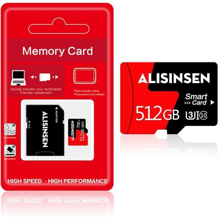 Carte mémoire Micro SD 512 Go Fast Speed Class 10 512 Go avec Adaptateur  pour GOPRO, Smartphones, caméras corporelles et[S255] - Cdiscount Appareil  Photo
