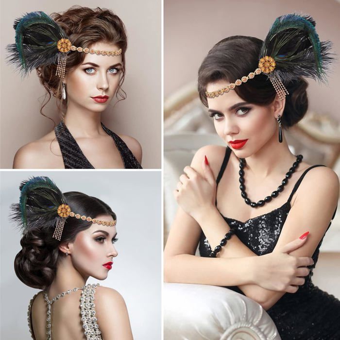 Bandeau Tête Strass Vintage - Accessoire Cheveux Années 20 Gatsby - Pour Soirée, Mariage, Déguisement