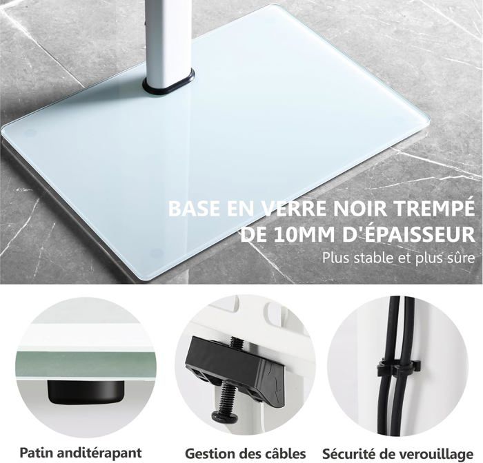 FITUEYES Support TV Pied Avec Piédestal En Bois Pour Ecran De 32 à 70 Pouces Plat Ou Incurvé