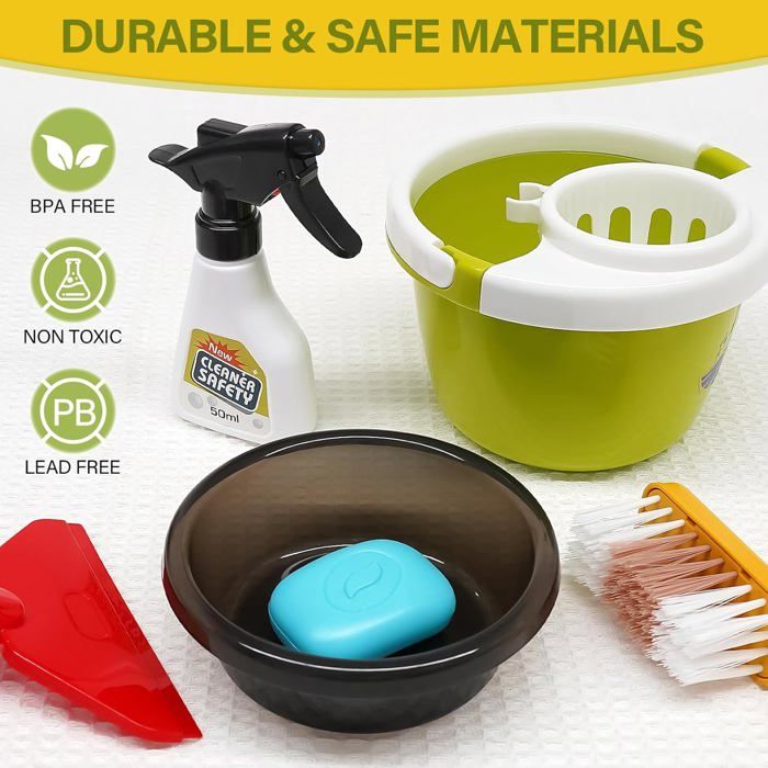Jeu de nettoyage pour enfants - 29 pièces - Mini aspirateur - Balai - Serpillière - bleu - Jeux - Jouets