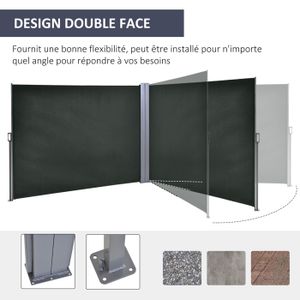 IDMarket Paravent Extérieur Rétractable Double 160x800cm Gris Anthracite - Store Latéral