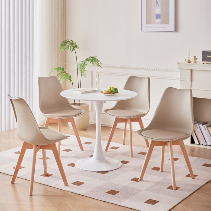4 Chaises De Salle à Manger BenyLed Style Scandinave - Assise Acrylique Transparente Avec Coussin Lin