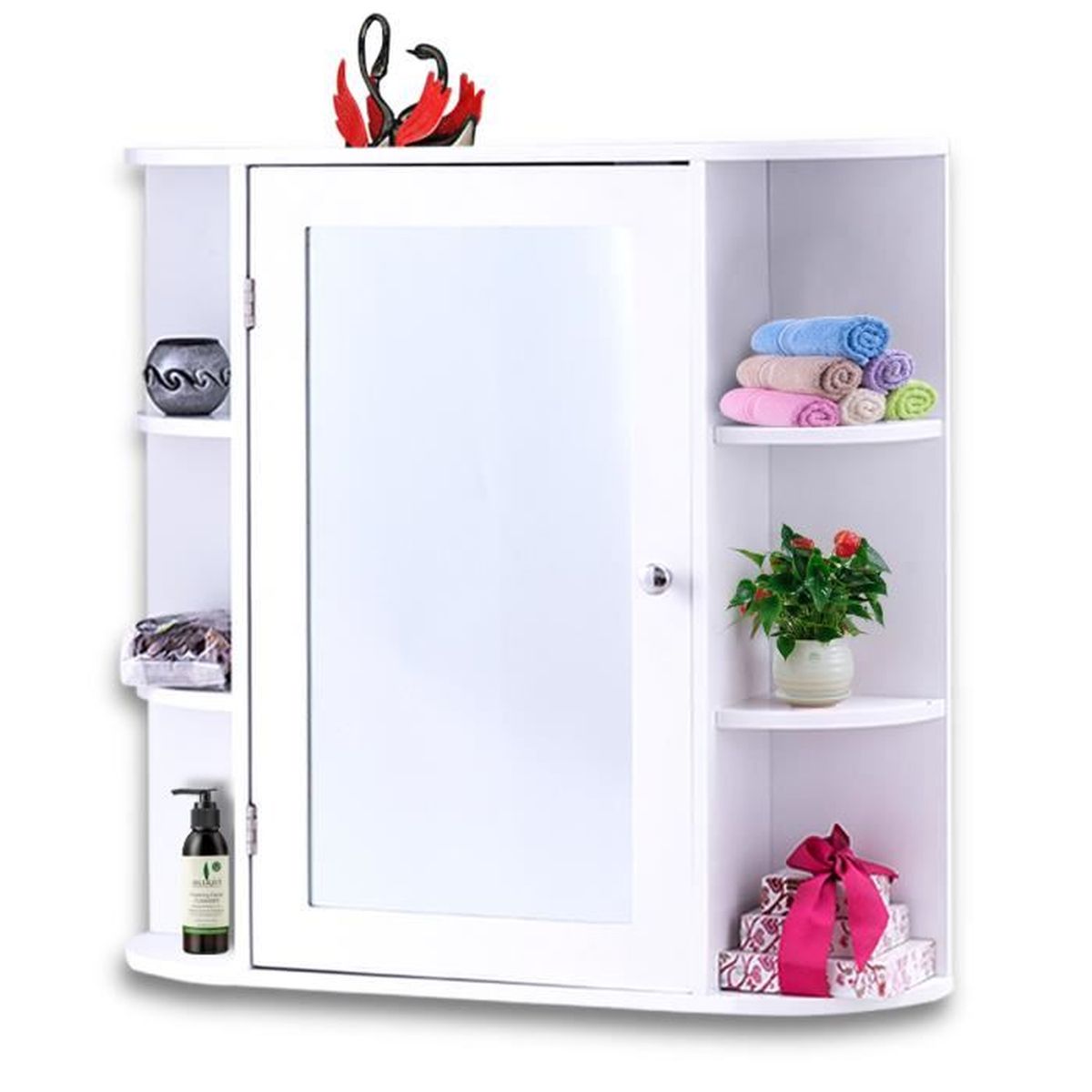 Costway Armoire De Toilette Avec Miroir Armoire A Glace Murale