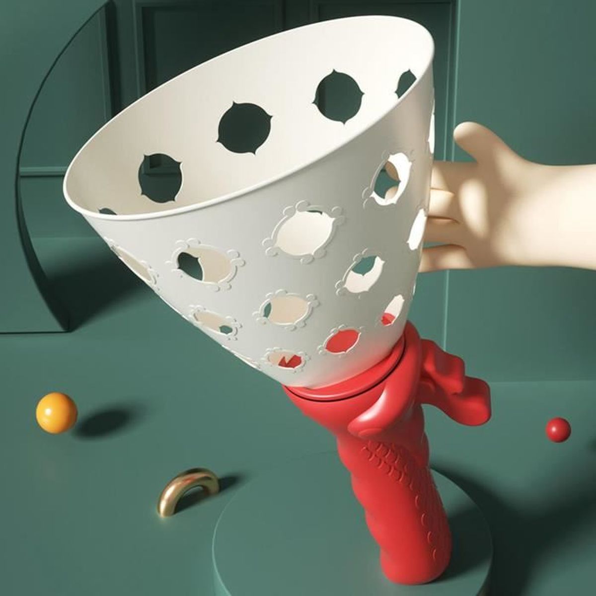 Falafoty - Jeu D'Attrape-Balle Avec 2 Lanceurs Et 5 Balles - Extérieur/Intérieur - Pour Enfants Et Adultes - Jaune