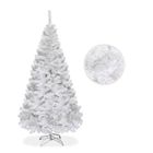 Sapin de Noël Artificiel 150 cm COSTWAY Blanc - Aiguilles en PVC - Support en Métal - Décoration de Fête pour Noël - 350 Branches