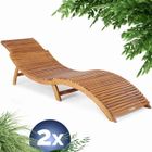 CASARIA 2x Chaises longues pliables en bois d'acacia avec appuie-tête réglable 190 x 60 x 51 cm Bain de soleil jardin extérieur