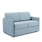 ITALIAN SPIRIT Canapé lit express COLOSSE couchage 120 cm matelas épaisseur 22 cm à mémoire de forme velours bleu pastel