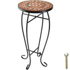 TECTAKE Table de Jardin d’Appoint de Balcon de Bistrot Table de Terrasse en Mosaïque 30 cm x 30 cm x 615 cm - Marron Terracotta