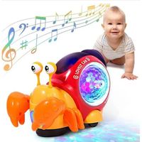 Jouet musical de Bébé, Jouet de Crabe Rampant avec Musique/Lumières LED, Détection Automatique, jouet pour Bébé plus de 12 mois