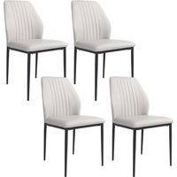 Ensemble de 4 chaises Modernes de Salle à Manger, chaises latérales sans Bras en Cuir PU avec Pieds en métal durables (Blanc)