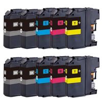 PACK DE 10 CARTOUCHES COMPATIBLES BROTHER LC123 - LC125 - LC121 - Brother DCP-J 4110 DW - 2 NOIRES 1 CYAN 1 MAGENTA 1 YELLOW 1200