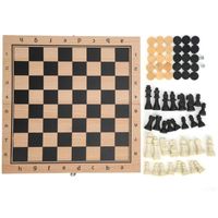 Jeu d'échecs et de dames en bois 3-en-1 Backgammon Plateau interactif portable pliable Jouet 29 x 29cm/11.4 x 11.4 in