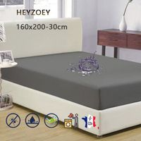 HEYZOEY- Protège matelas 160x200-30cm | Alèse Imperméable et Micro Respirante | Souple et Silencieux | gris