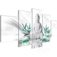 Runa art Tableau Décoration Murale Bouddha Feng Shui 200x100 cm - 5 Panneaux Deco Toile Prêt à Accrocher 011651b