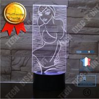 TD® Décoratif USB Femmes 7 Couleurs Télécommande Illusion Optique Veilleuse 3D Visualisation Tableau Lampes De Bureau 3D Glow LED