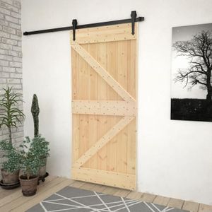 PORTE COULISSANTE ANSELF Kit porte coulissante porte de grange bois Porte Système de Porte Porte d'Entrée 100 x 210 cm Triangle