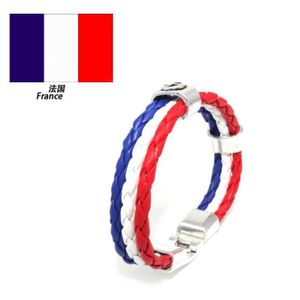 Bracelet cuir France Allemagne Angleterre brésil italie drapeau football 2018
