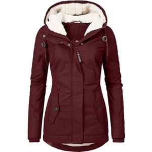 PARKA Parka Femme,Chaud d'Hiver à Capuche Pour Femmes Parka Epaissie,Rouge